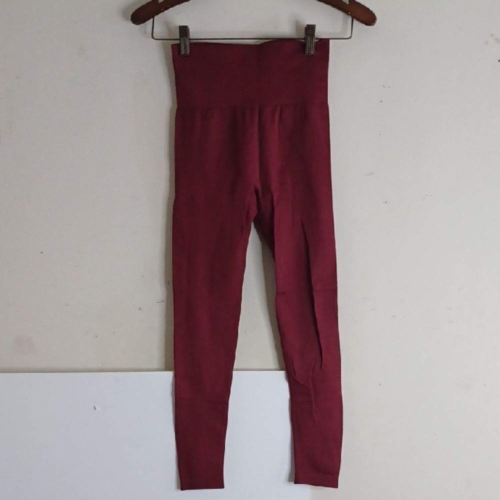 High-Waisted Burgundy Leggings